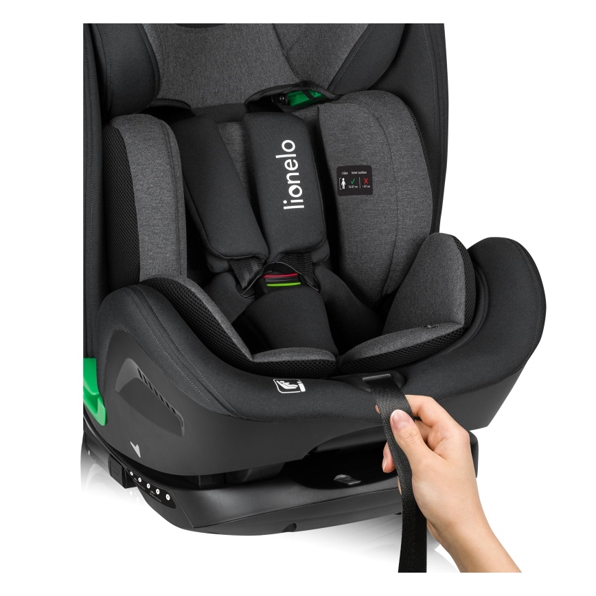 Lionelo - Silla de coche con base giratoria HARPER i-Size 76-150 cm Black Carbon