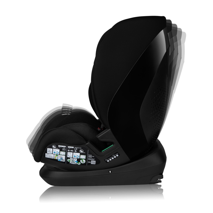 Lionelo - Silla de coche con base giratoria LAVENDER i-Size 76-150 cm Negro Carbono