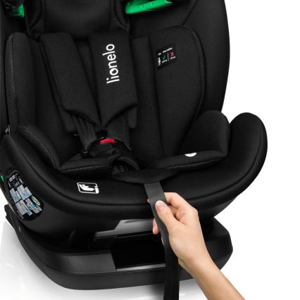 Lionelo - Silla de coche con base giratoria LAVENDER i-Size 76-150 cm Negro Carbono