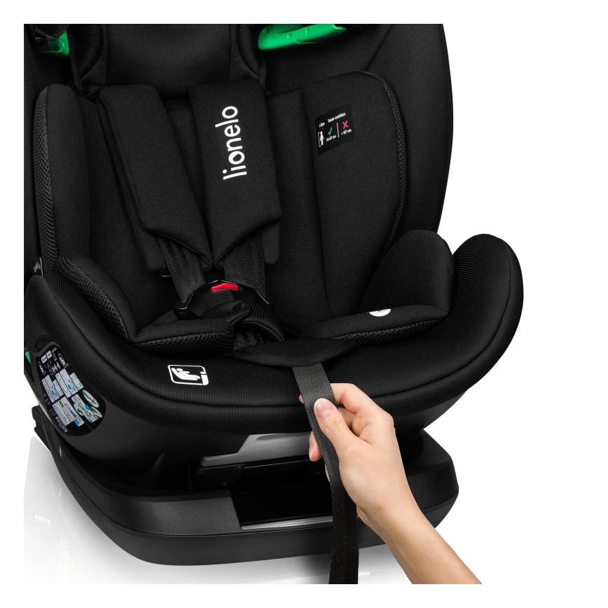 Lionelo - Silla de coche con base giratoria LAVENDER i-Size 76-150 cm Negro Carbono
