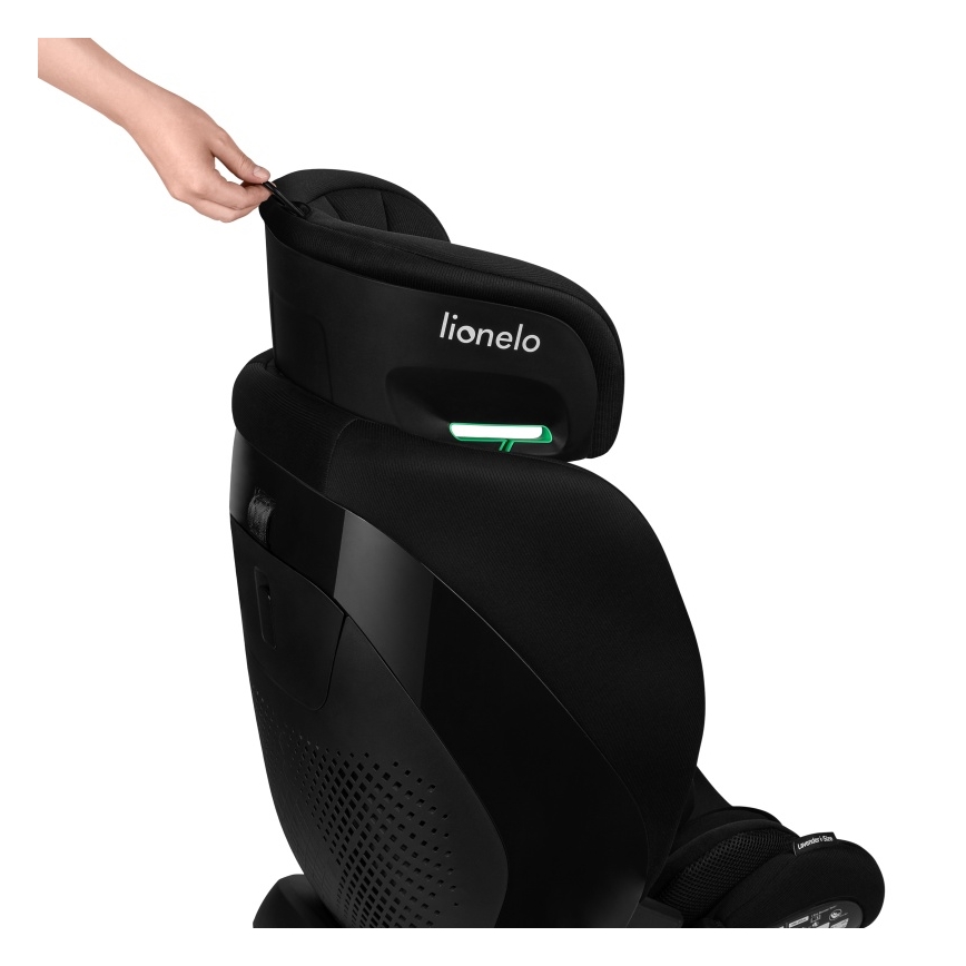 Lionelo - Silla de coche con base giratoria LAVENDER i-Size 76-150 cm Negro Carbono