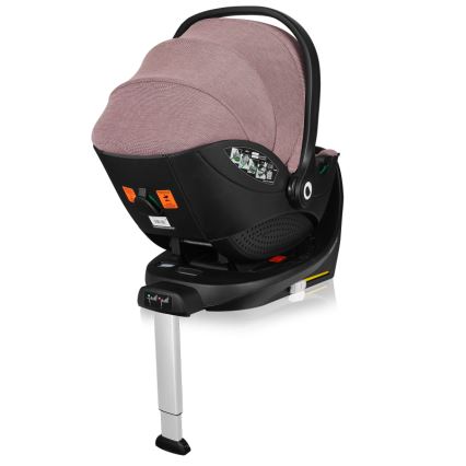 Lionelo - Silla de coche con base giratoria MOXIE SET i-Size 40-87 cm Rosa Malva