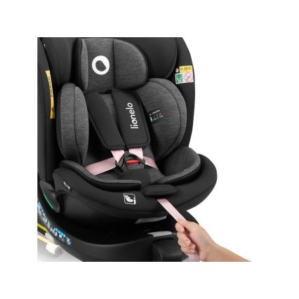 Lionelo - Silla de coche con base giratoria NAVY i-Size 40-150 cm negro/rosa