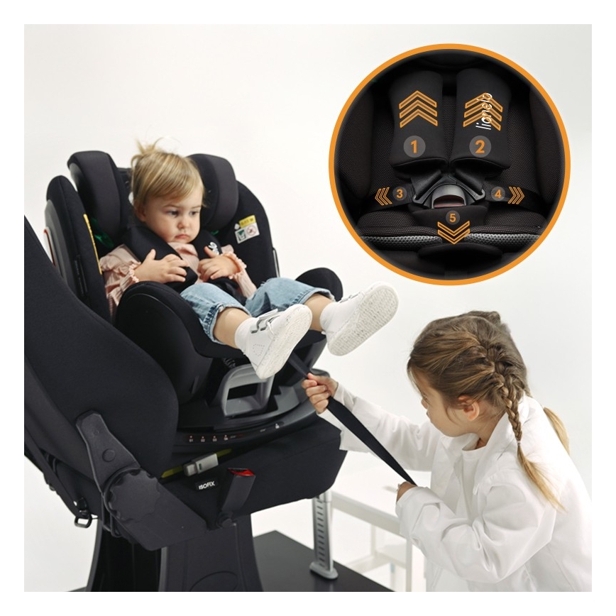 Lionelo - Silla de coche con base giratoria ANTOON PLUS i-Size 40-105 cm Negro ónix