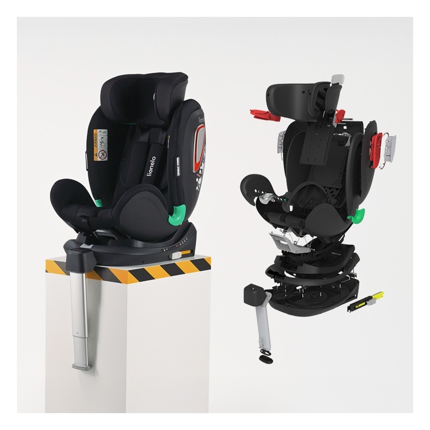 Lionelo - Silla de coche con base giratoria ANTOON PLUS i-Size 40-105 cm Negro ónix