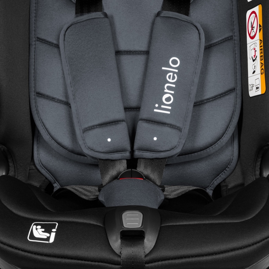Lionelo - Silla de coche giratoria con base BASTIAAN i-Size 40-150 cm Gris piedra