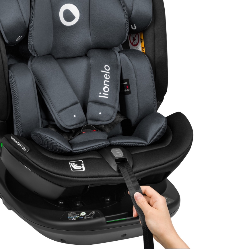 Lionelo - Silla de coche giratoria con base BASTIAAN i-Size 40-150 cm Gris piedra