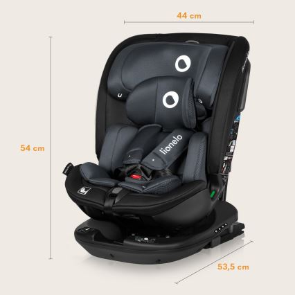 Lionelo - Silla de coche giratoria con base BASTIAAN i-Size 40-150 cm Gris piedra