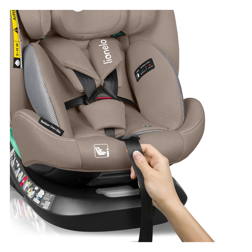 Lionelo - Silla de coche giratoria con base BASTIAAN ONE i-Size 40-150 cm beige arena