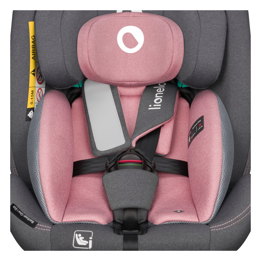 Lionelo - Silla de coche con base giratoria BASTIAAN ONE i-Size 40-150 cm Pink Rose