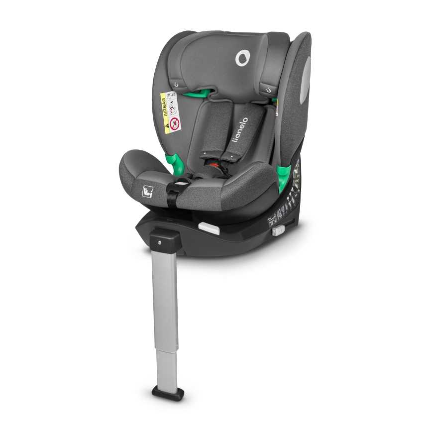 Lionelo - Silla de coche giratoria con base BRAAM i-Size 40-150 cm Gris Piedra