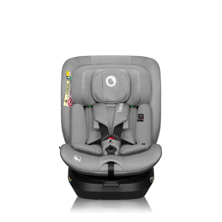 Lionelo - Silla de coche giratoria con base BRAVE i-Size 40-150 cm Gris piedra