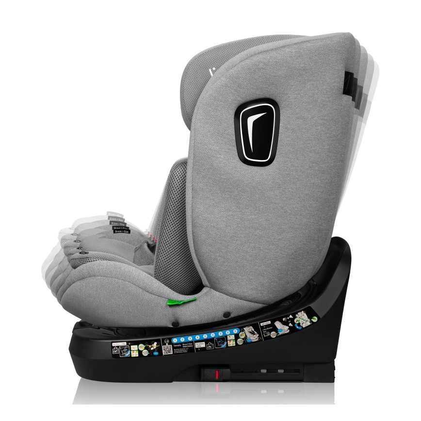 Lionelo - Silla de coche giratoria con base BRAVE i-Size 40-150 cm Gris piedra