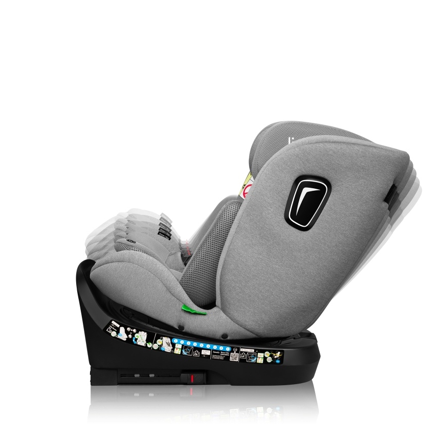 Lionelo - Silla de coche giratoria con base BRAVE i-Size 40-150 cm Gris piedra