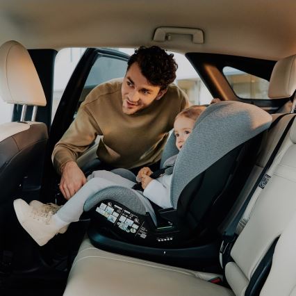 Lionelo - Silla de coche giratoria con base LAVENDER i-Size 76-150 cm Grey Stone