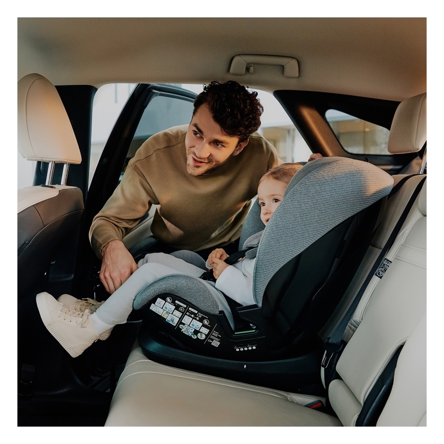 Lionelo - Silla de coche giratoria con base LAVENDER i-Size 76-150 cm Grey Stone