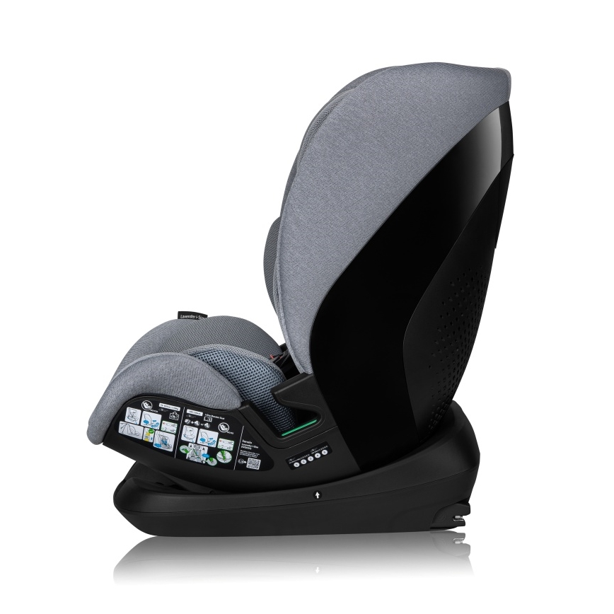 Lionelo - Silla de coche giratoria con base LAVENDER i-Size 76-150 cm Grey Stone