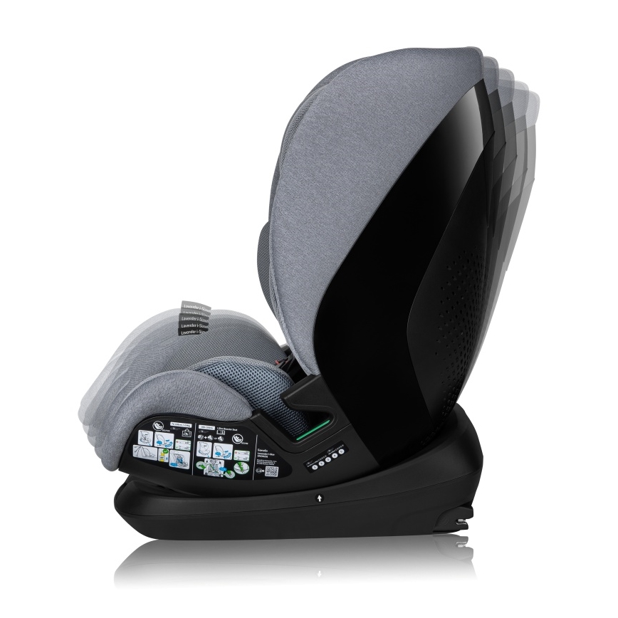 Lionelo - Silla de coche giratoria con base LAVENDER i-Size 76-150 cm Grey Stone