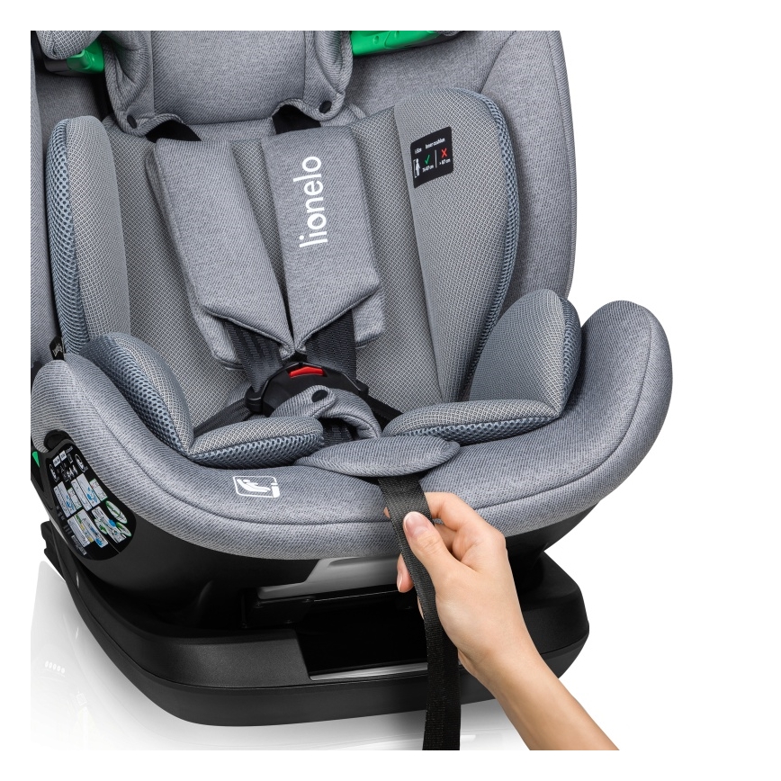 Lionelo - Silla de coche giratoria con base LAVENDER i-Size 76-150 cm Grey Stone
