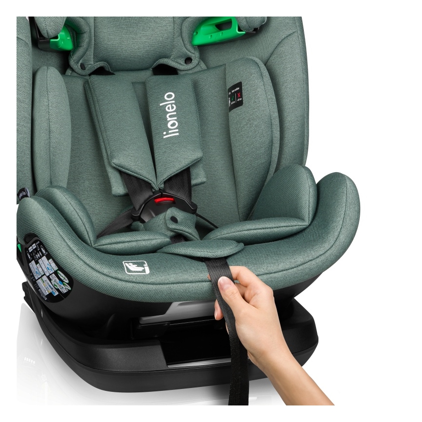 Lionelo - Silla de coche giratoria con base LAVENDER i-Size 76-150 cm Verde pistacho