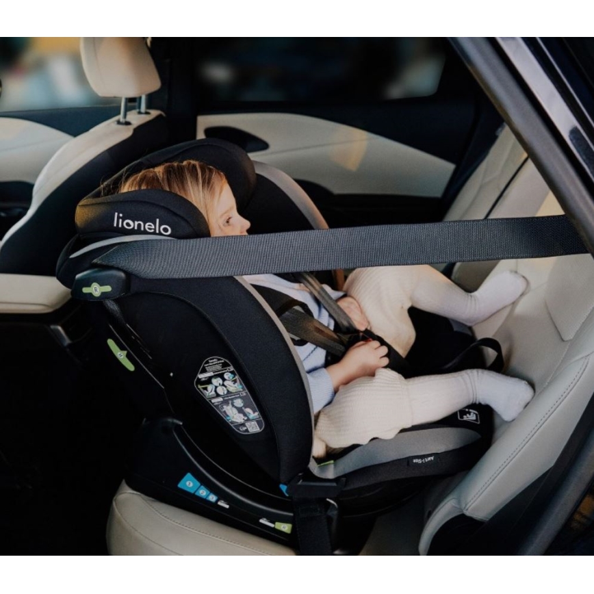 Lionelo - Silla de coche infantil AART i-Size 40-150 cm negro/gris