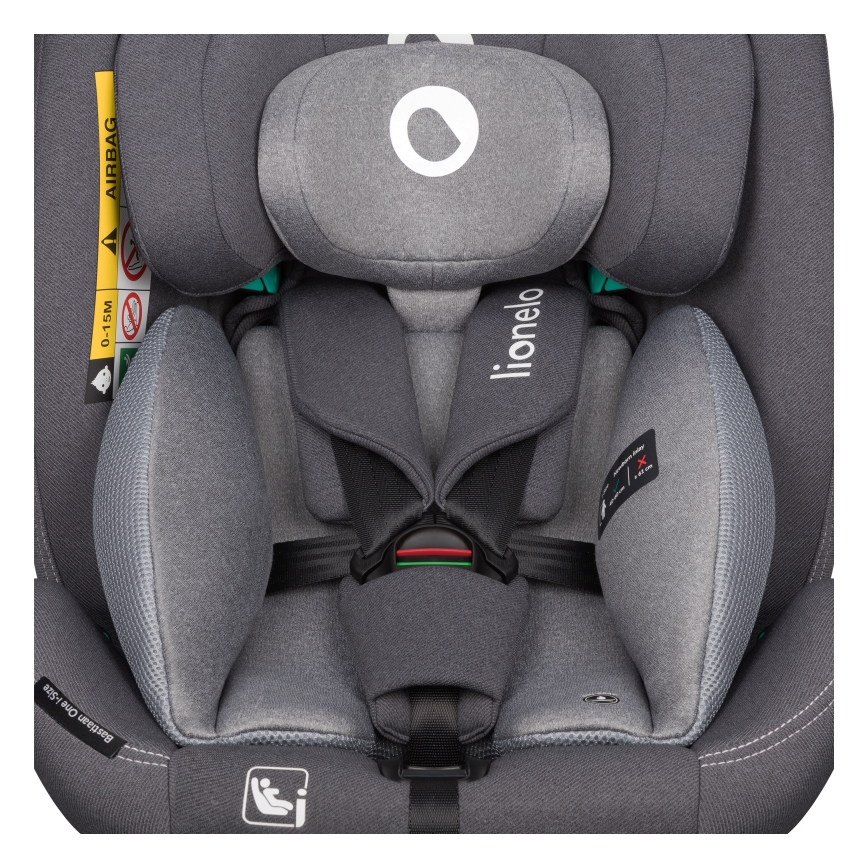 Lionelo - Silla de coche giratoria con base BASTIAAN ONE i-Size 40-150 cm Gris Piedra