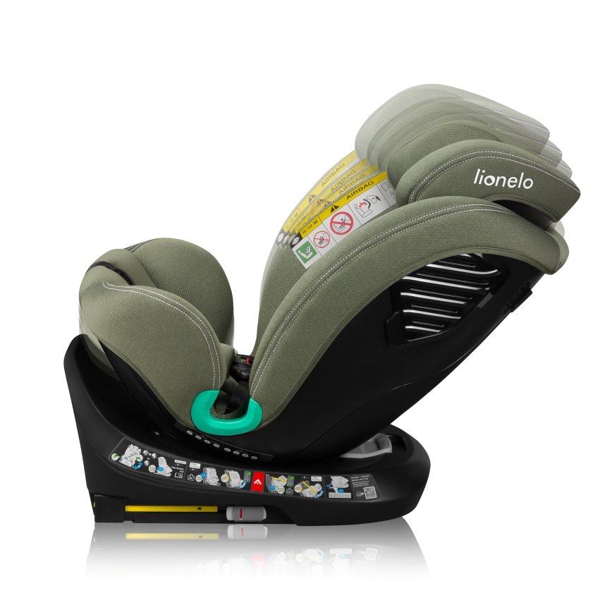 Lionelo - Silla de coche giratoria con base BASTIAAN ONE i-Size 40-150 cm Verde oliva