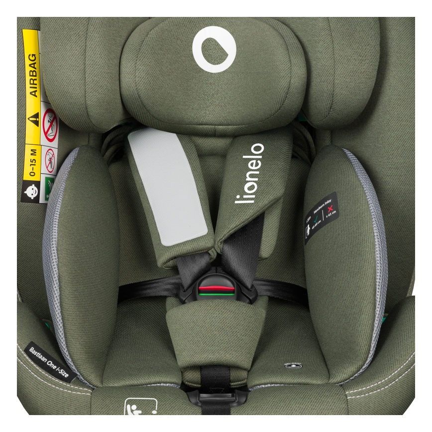 Lionelo - Silla de coche giratoria con base BASTIAAN ONE i-Size 40-150 cm Verde oliva