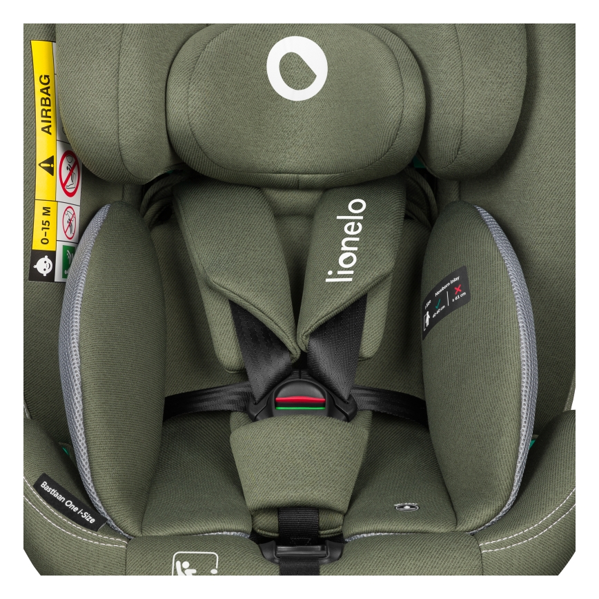 Lionelo - Silla de coche giratoria con base BASTIAAN ONE i-Size 40-150 cm Verde oliva