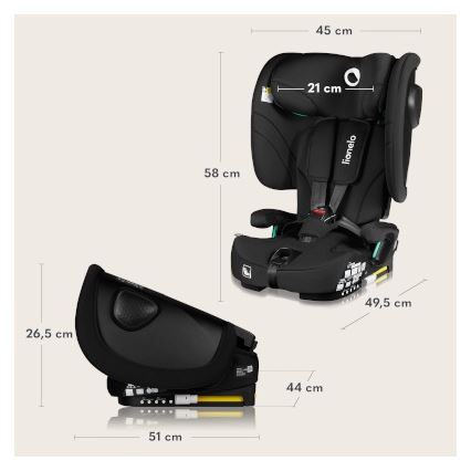 Lionelo - Silla de coche infantil plegable NELLY i-Size 76-150 cm Negro carbón