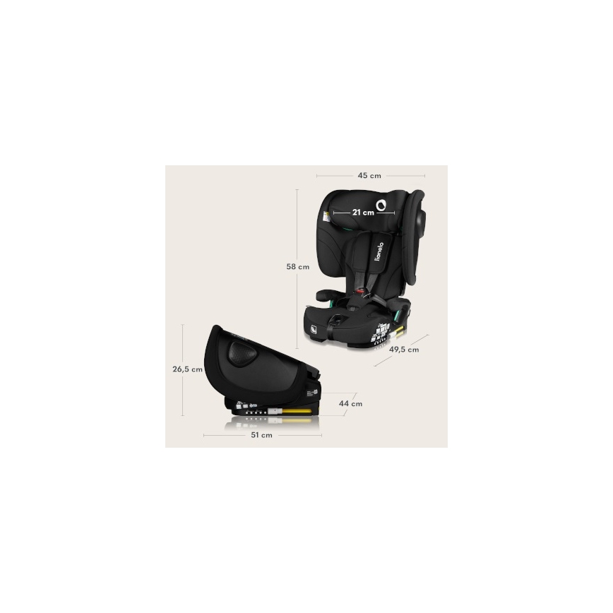 Lionelo - Silla de coche infantil plegable NELLY i-Size 76-150 cm Negro carbón