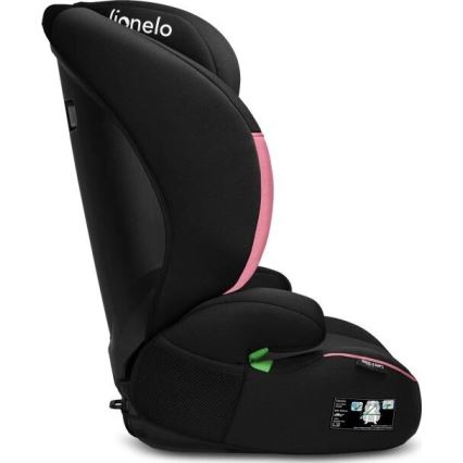 Lionelo - Silla de coche LARS i-Size 100-150 cm negro/rosa