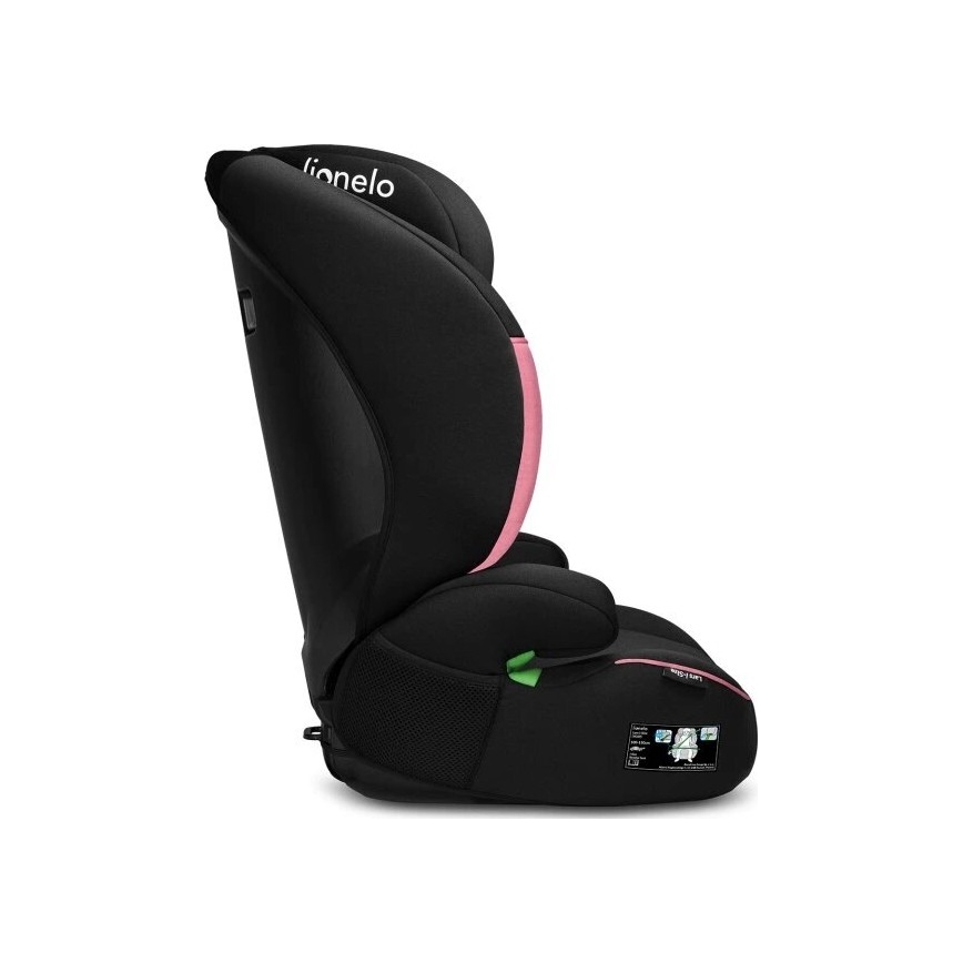 Lionelo - Silla de coche LARS i-Size 100-150 cm negro/rosa