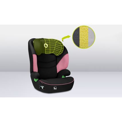 Lionelo - Silla de coche LARS i-Size 100-150 cm negro/rosa