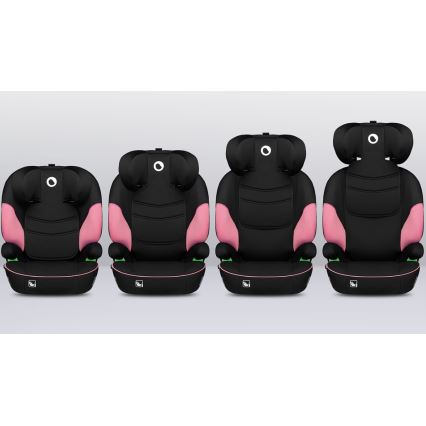 Lionelo - Silla de coche LARS i-Size 100-150 cm negro/rosa