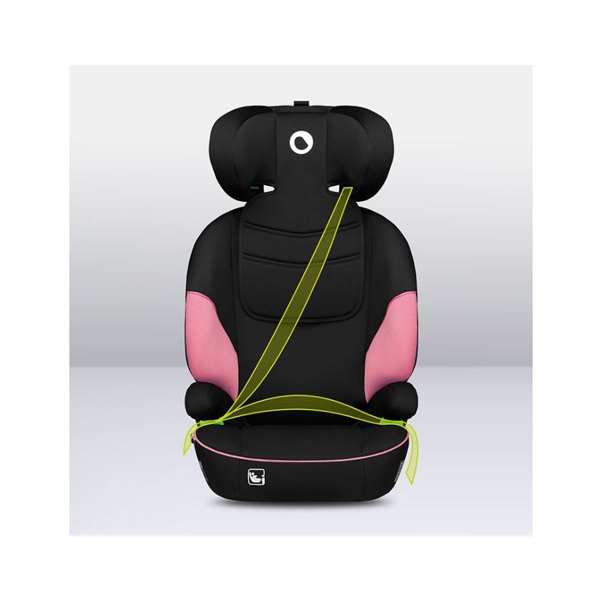 Lionelo - Silla de coche LARS i-Size 100-150 cm negro/rosa