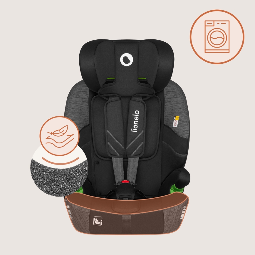 Lionelo - Silla de coche LEVI FIX i-Size 76-150 cm Gris piedra