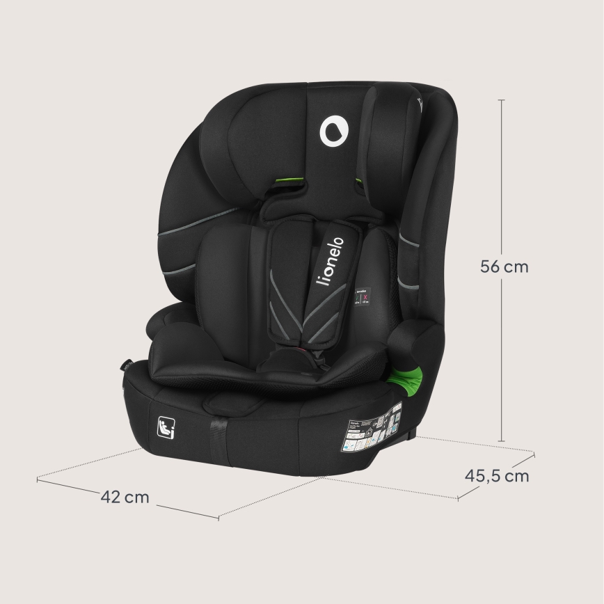 Lionelo - Silla de coche LEVI FIX i-Size 76-150 cm Negro Carbono