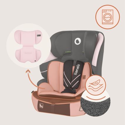 Lionelo - Silla de coche LEVI FIX i-Size 76-150 cm Rosa bebé