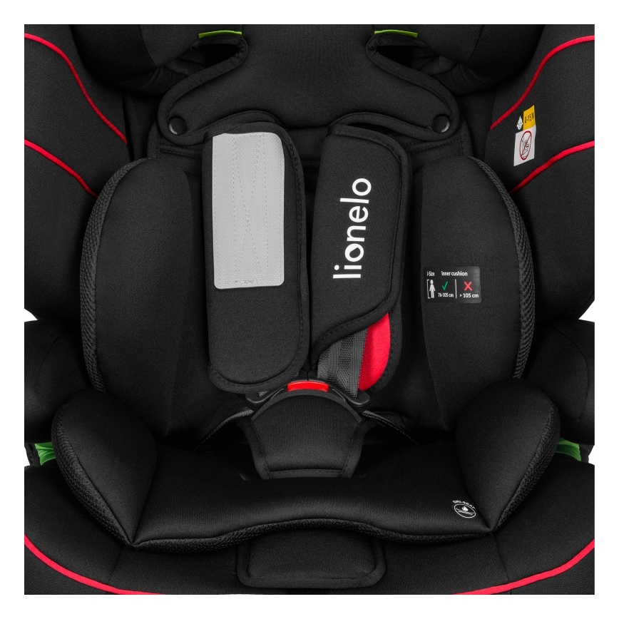 Lionelo - Silla de coche LEVI i-Size 76-150 cm Negro deportivo