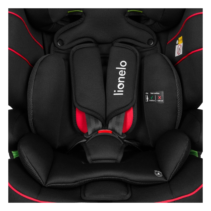 Lionelo - Silla de coche LEVI i-Size 76-150 cm Negro deportivo