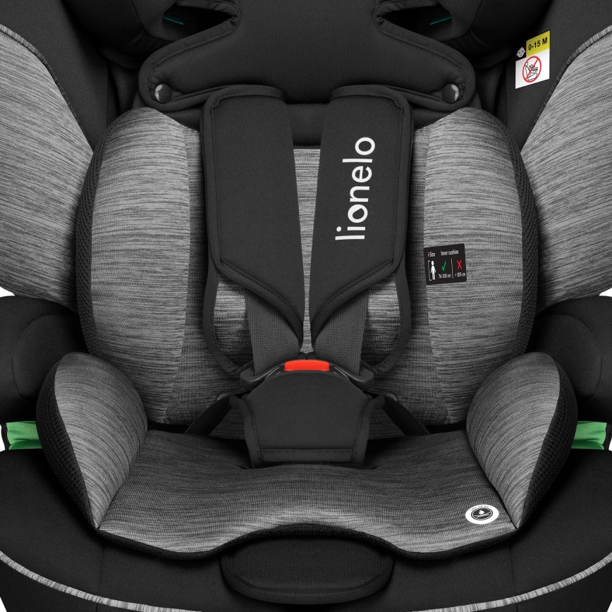 Lionelo - Silla de coche LEVI i-Size 76-150 cm Negro/Gris