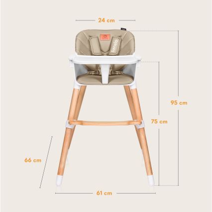 Lionelo - Silla de comedor infantil 2 en 1 KOEN beige arena