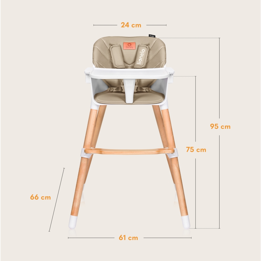 Lionelo - Silla de comedor infantil 2 en 1 KOEN beige arena