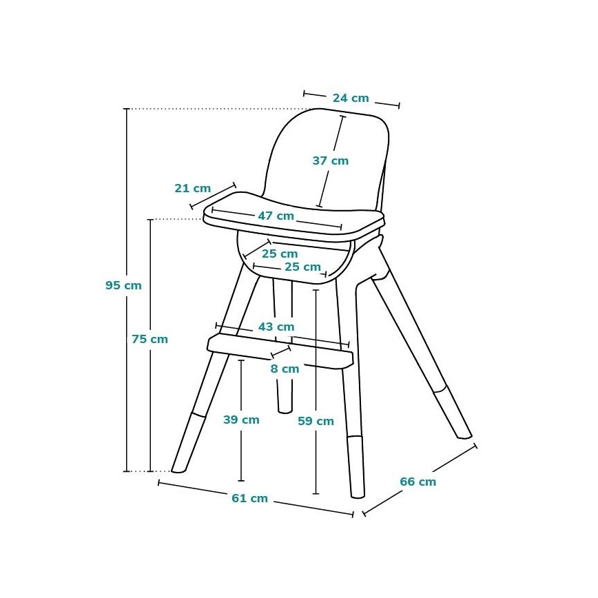 Lionelo - Silla de comedor infantil 2 en 1 MONA Negro Ónix