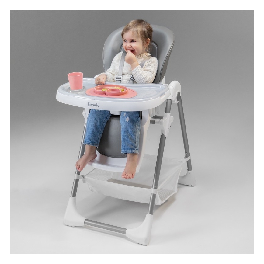 Lionelo - Silla de comedor infantil LINN PLUS blanca/gris