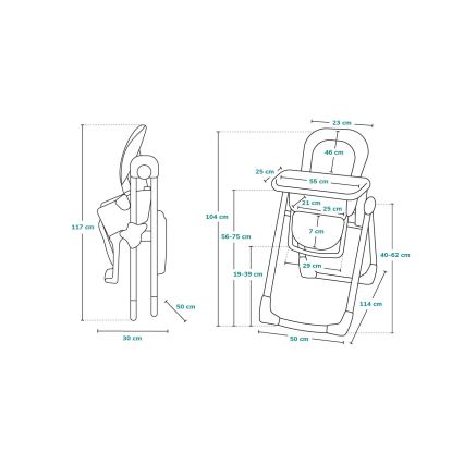 Lionelo - Silla de comedor infantil LINN PLUS blanca/gris