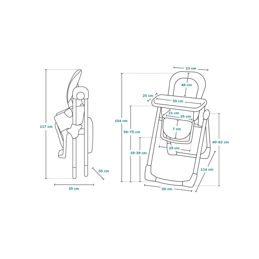 Lionelo - Silla de comedor infantil LINN PLUS blanca/gris