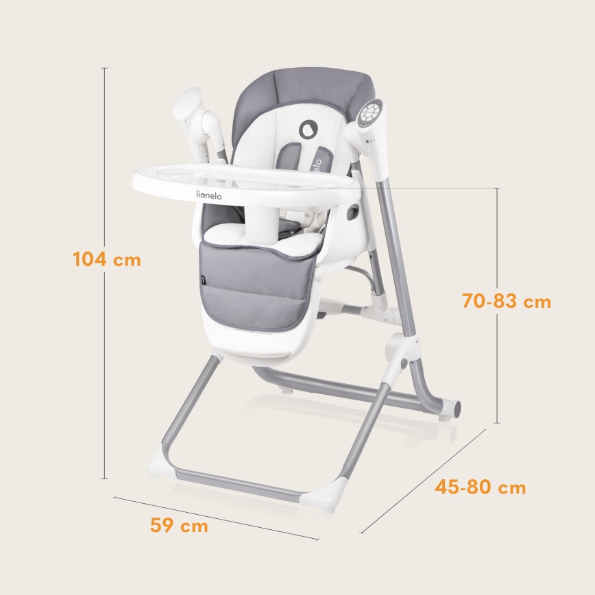 Lionelo - Silla de comedor infantil NILES Gris 4xAA
