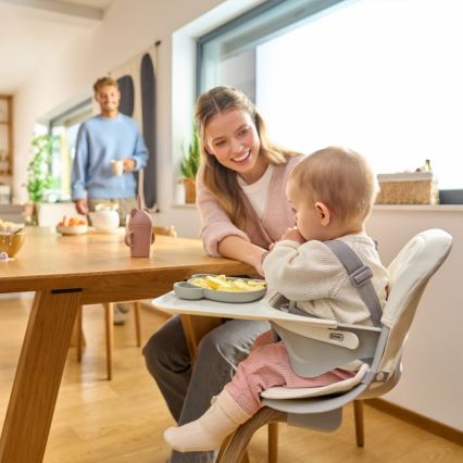 Lionelo - Silla de comedor para niños 2en1 DALIA blanco/gris